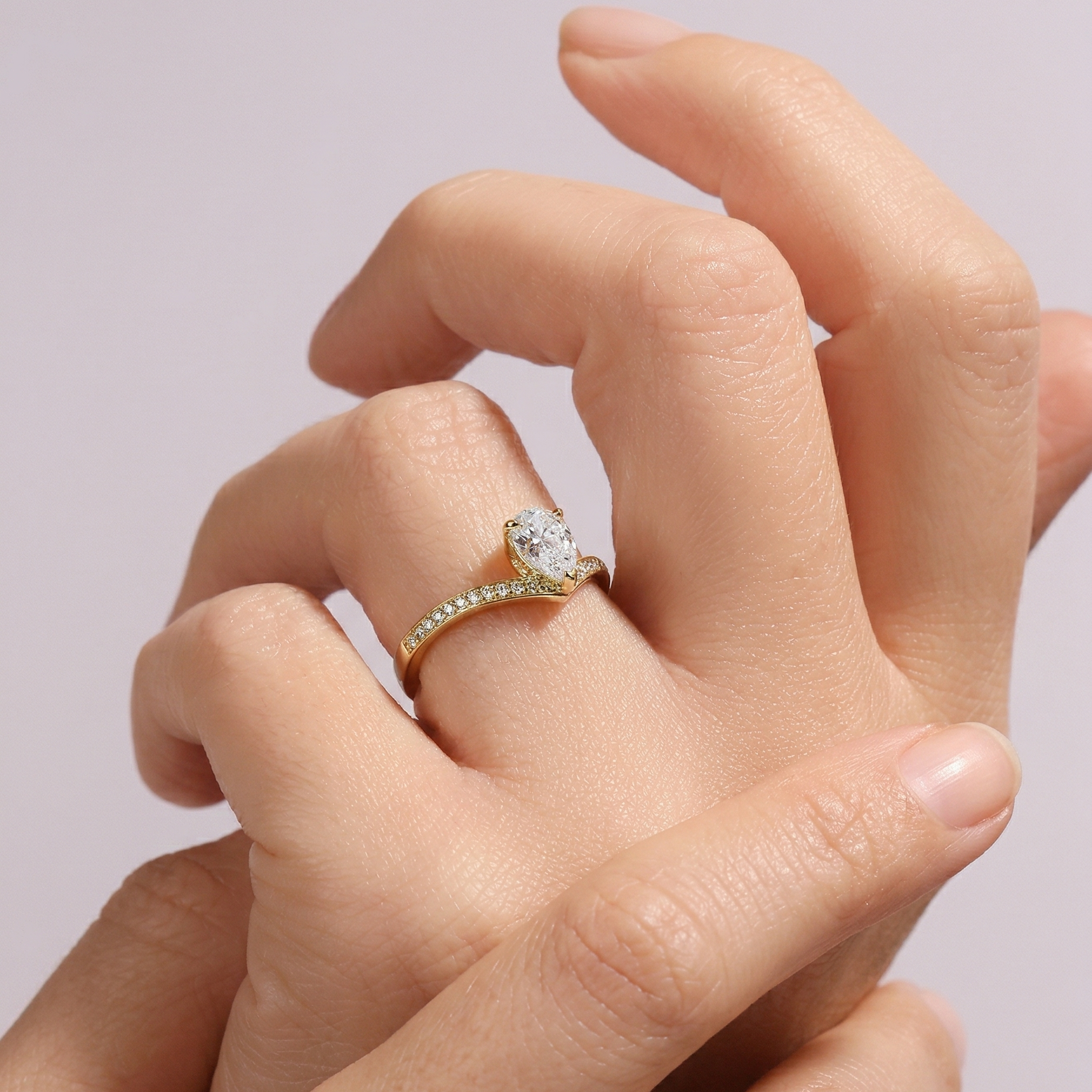 Remi | 9ct Yellow Gold 0.86ct tw Pear Lab Grown Diamond Engagement Ring