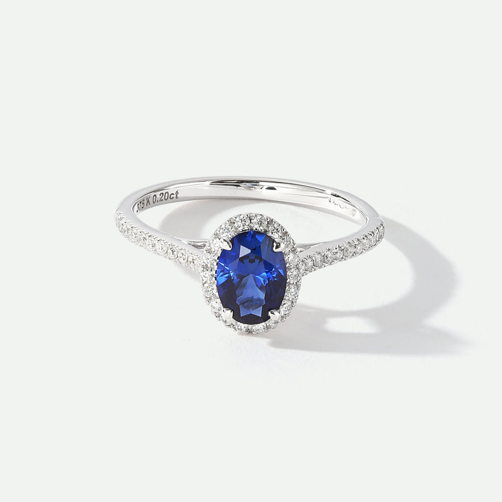 #Rosalind | 9ct White Gold 0.20ct tw Lab Grown Diamond and Created Sapphire Ring