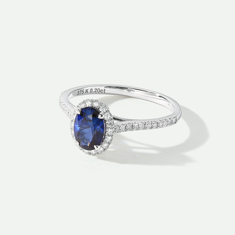 Rosalind | 9ct White Gold 0.20ct tw Lab Grown Diamond and Created Sapphire Ring