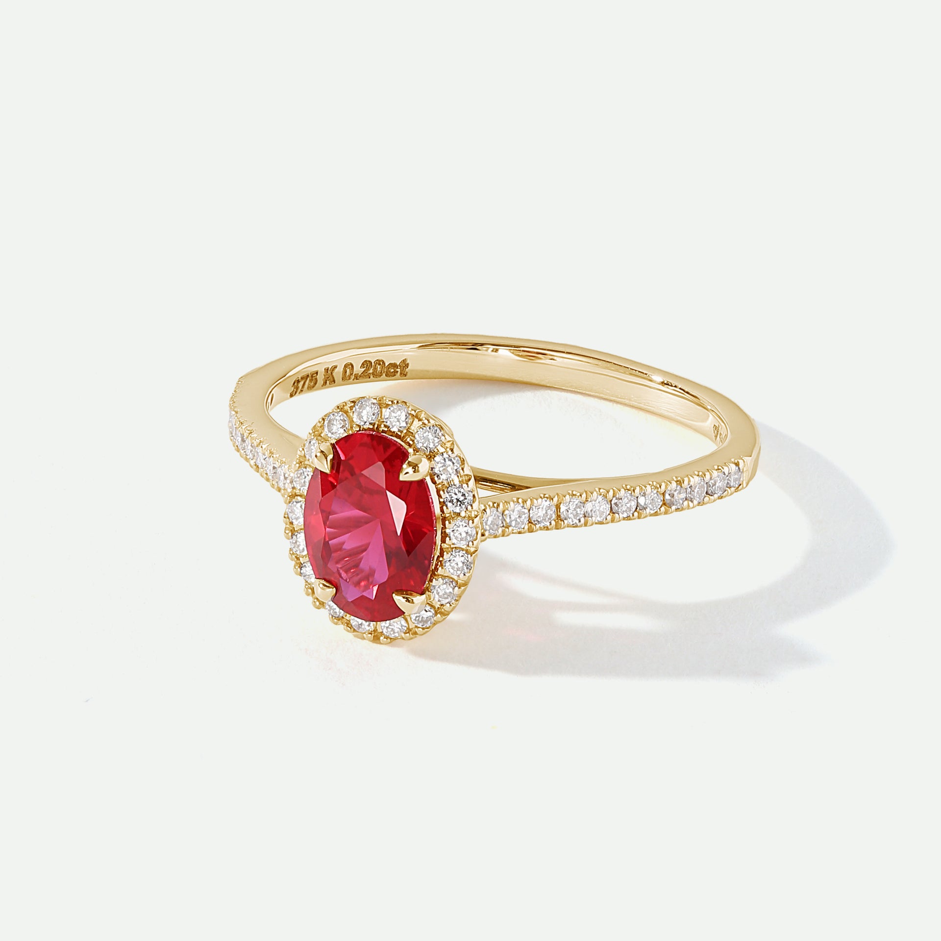 Rosalind | 9ct Yellow Gold 0.20ct tw Lab Grown Diamond and Created Ruby Ring