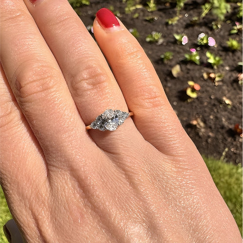 Samara | 9ct Yellow Gold 1.12ct tw. Lab Grown Diamond Oval Cluster Engagement Ring