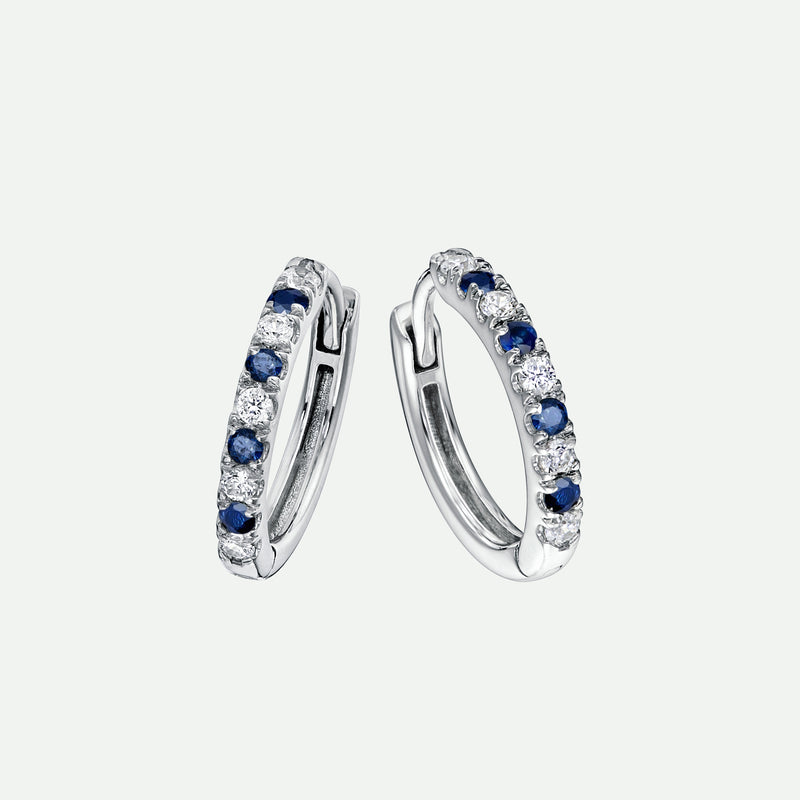 Julia | 9ct White Gold 0.18ct tw Lab Grown Diamond and Created Sapphire Earrings