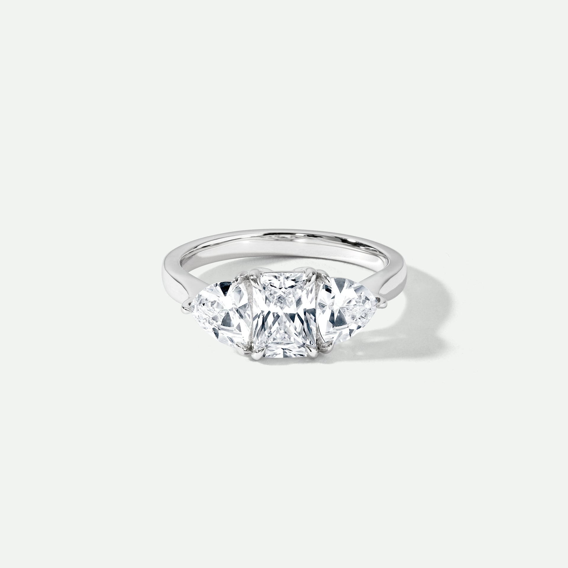 Sidney | 18ct White Gold 2.00ct tw. Radiant and Trillion Lab Grown Diamond Trilogy Ring