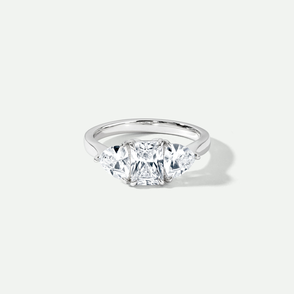 #Sidney | 18ct White Gold 2.00ct tw. Radiant and Trillion Lab Grown Diamond Trilogy Ring