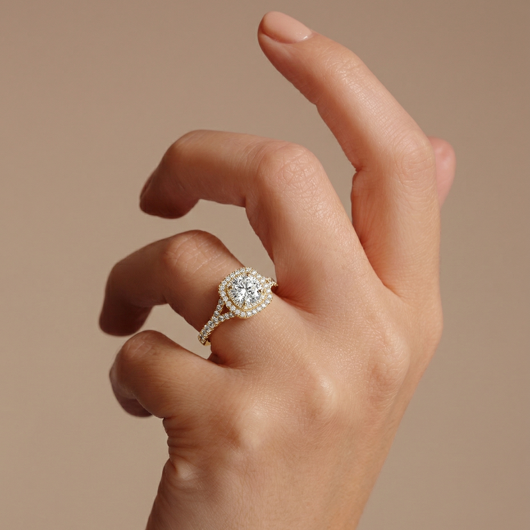 Talia | 9ct Yellow Gold 1.00ct tw Lab Grown Diamond Double Halo Ring