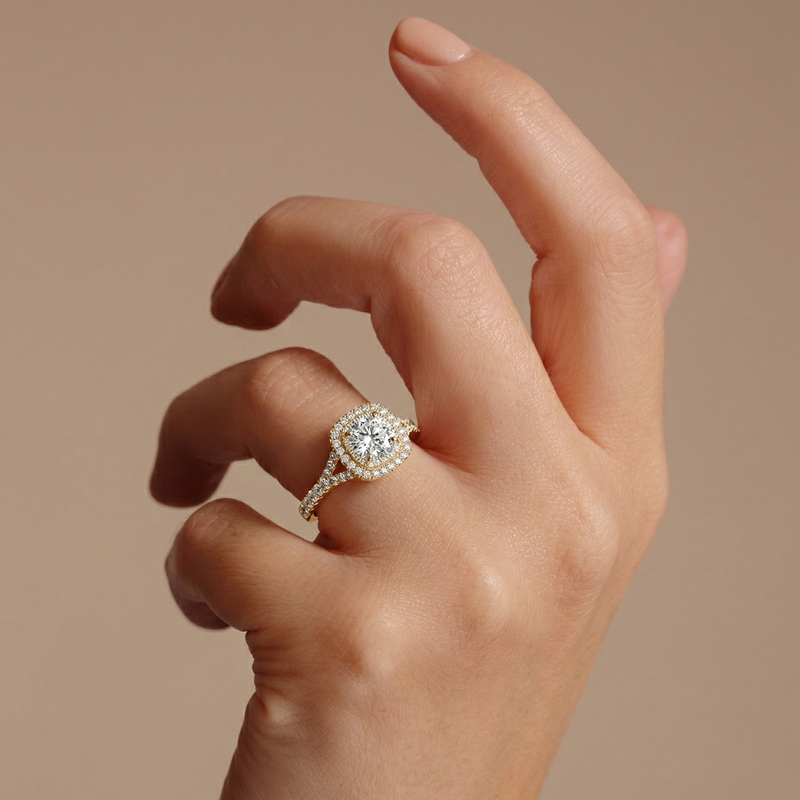 Talia | 9ct Yellow Gold 1.00ct tw Lab Grown Diamond Double Halo Ring