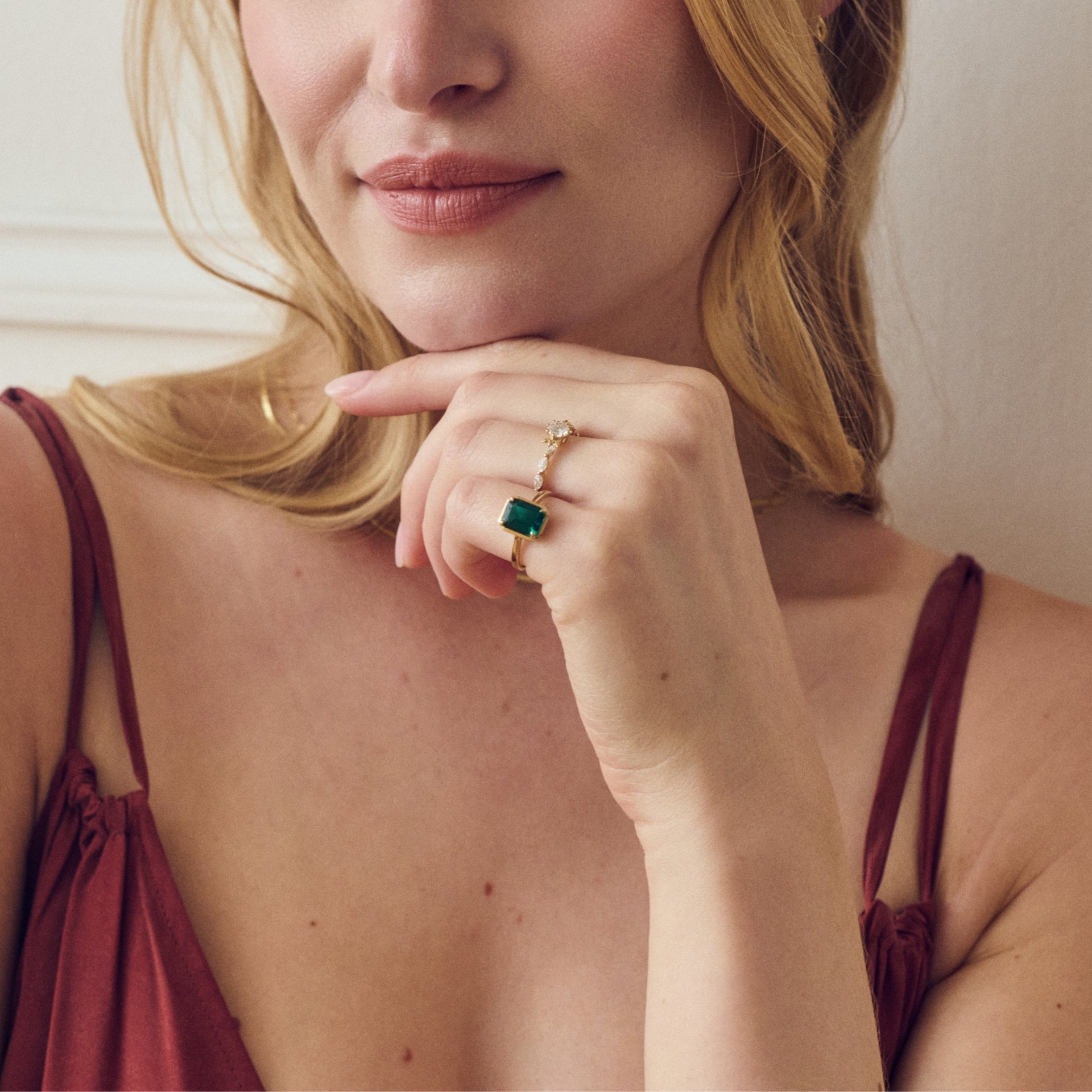 Jane | 9ct Yellow Gold Created Emerald Ring