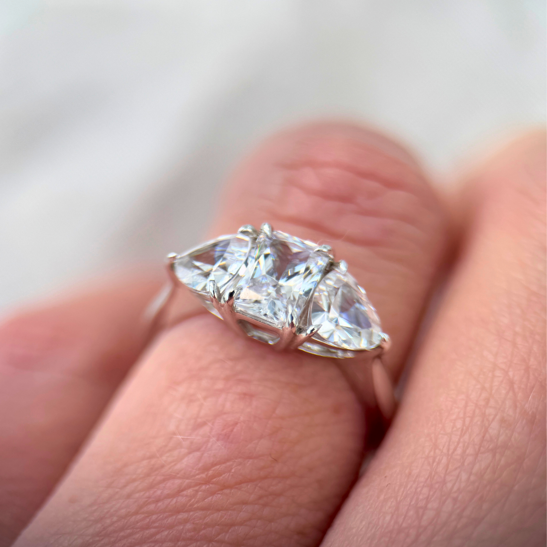 Sidney | 18ct White Gold 2.00ct tw. Radiant and Trillion Lab Grown Diamond Trilogy Ring