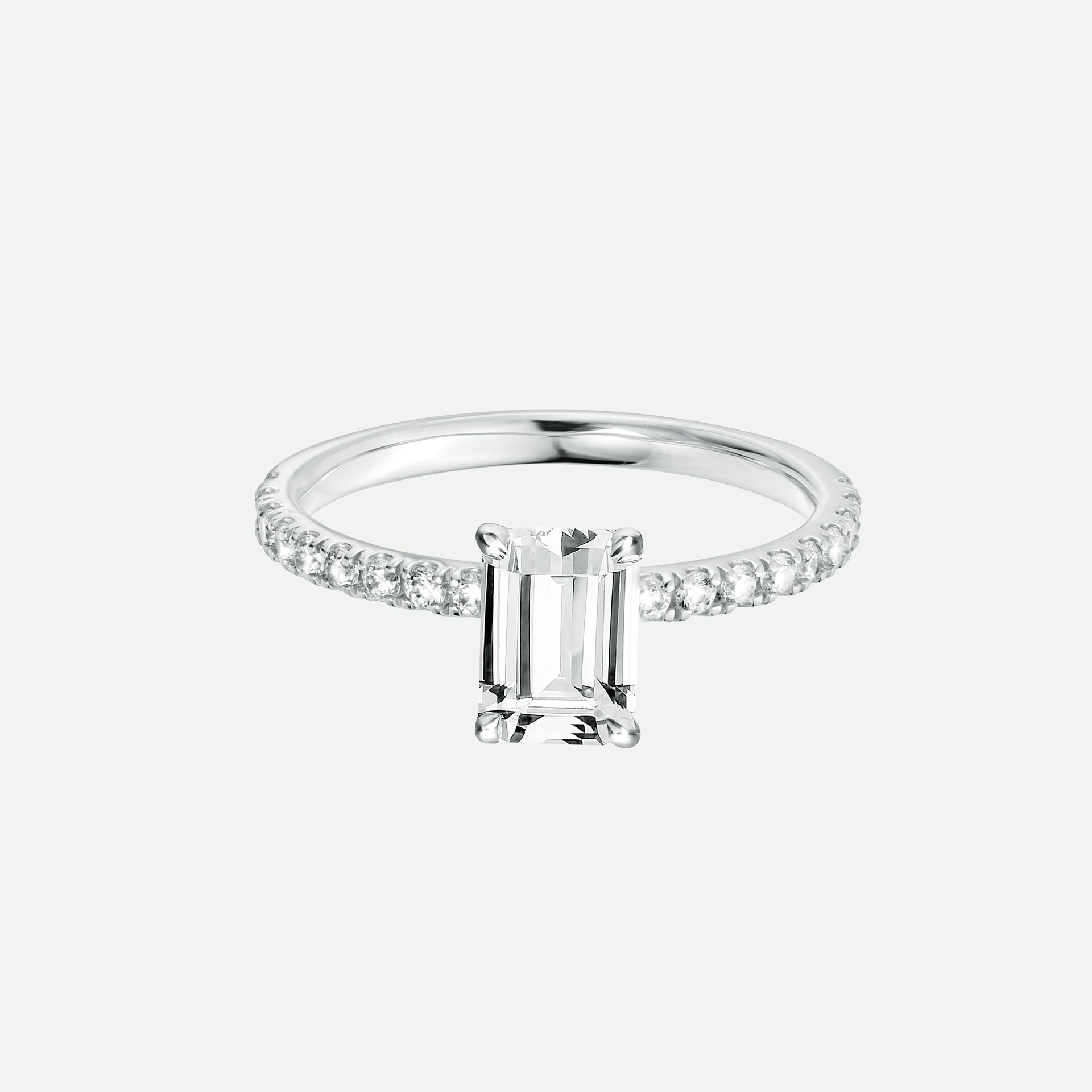 Blake | 18ct White Gold 1ct tw Emerald Cut Hidden Halo Lab Grown Diamond Ring