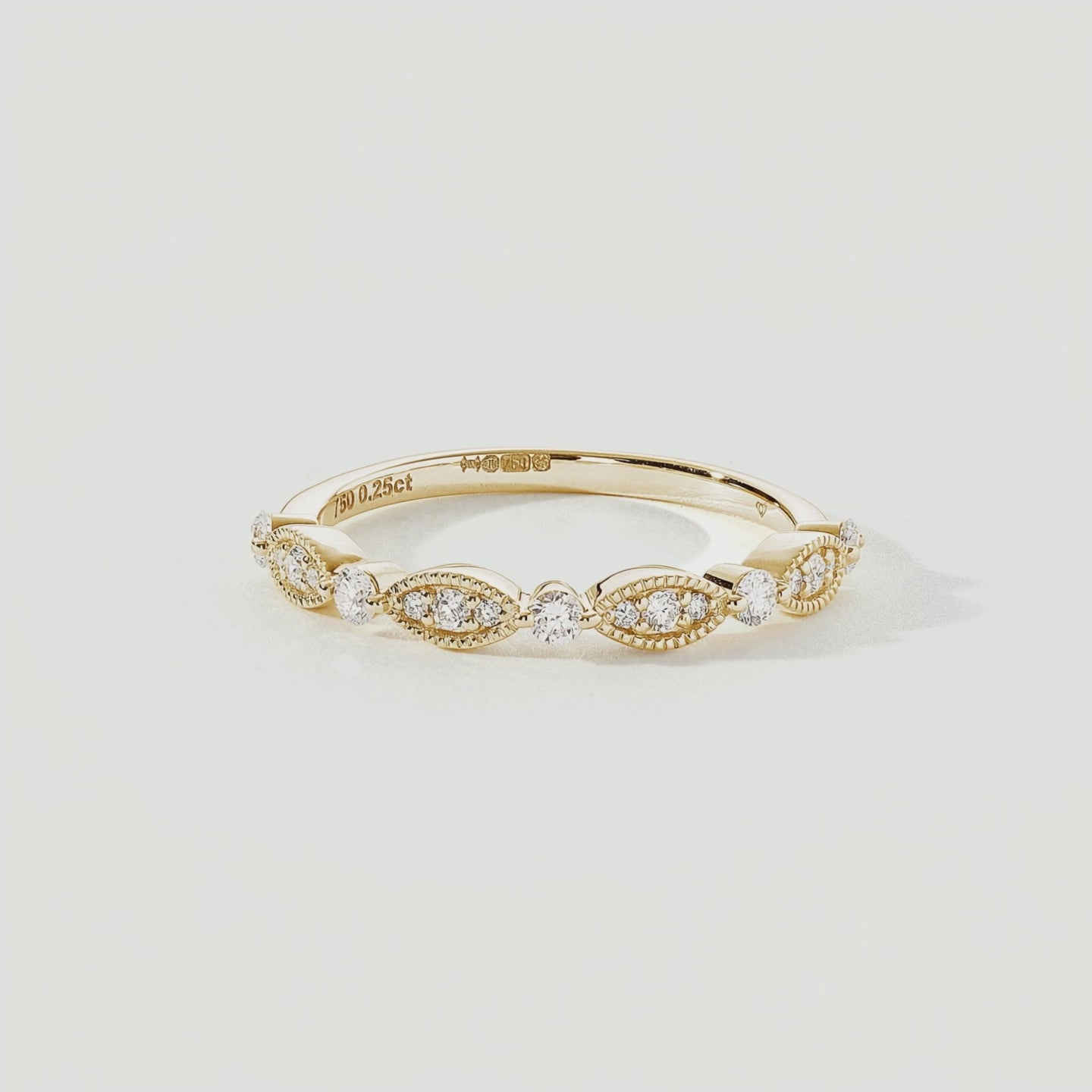 Video for Florence | 18ct Yellow Gold 0.25ct tw Lab Grown Diamond Milgrain Vintage Band Ring