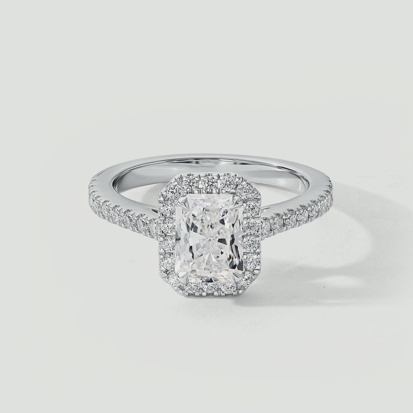 Video for Zuri | Platinum 1.90ct tw Radiant Lab Grown Diamond Halo Ring