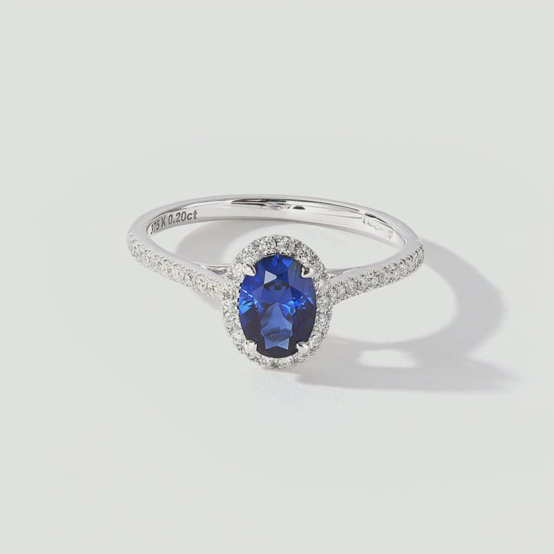 Video for Rosalind | 9ct White Gold 0.20ct tw Lab Grown Diamond and Created Sapphire Ring