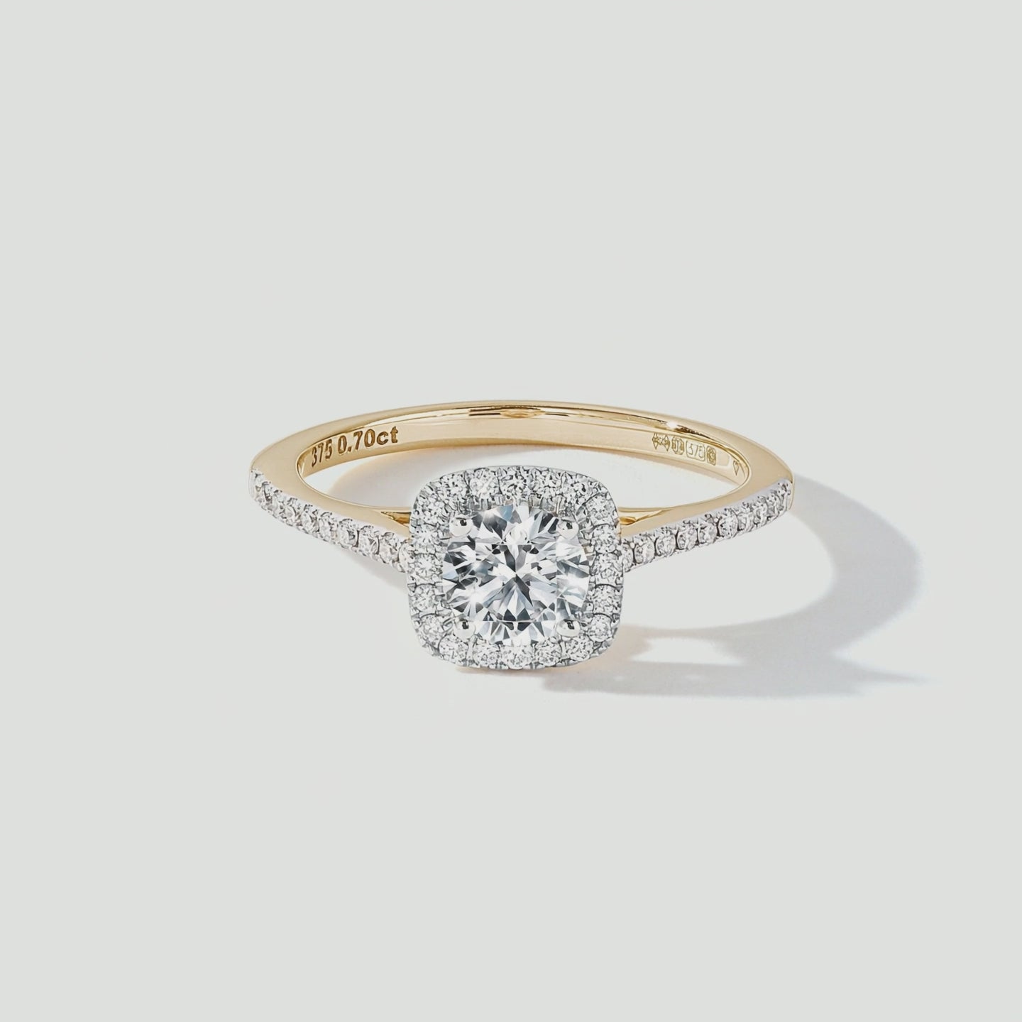 Video for Cynthia | 9ct Yellow Gold 0.70ct tw Lab Grown Diamond Halo Ring