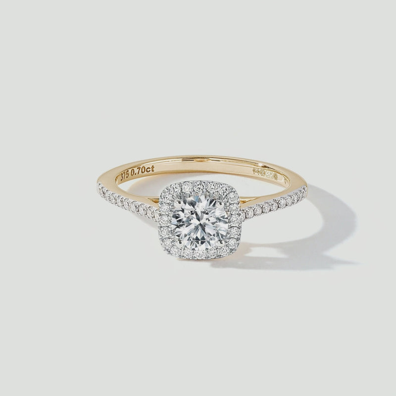 Video for Cynthia | 9ct Yellow Gold 0.70ct tw Lab Grown Diamond Halo Ring
