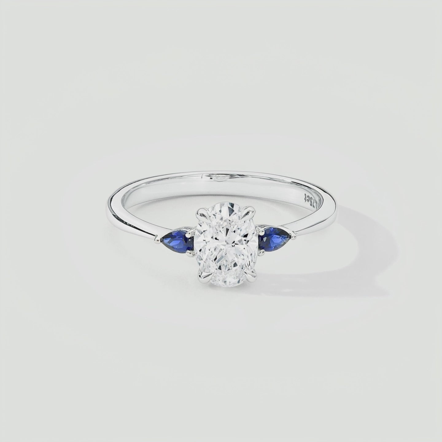 Video for Rebecca | 9ct White Gold 0.75ct tw Oval Lab Grown Diamond and Created Sapphire Ring