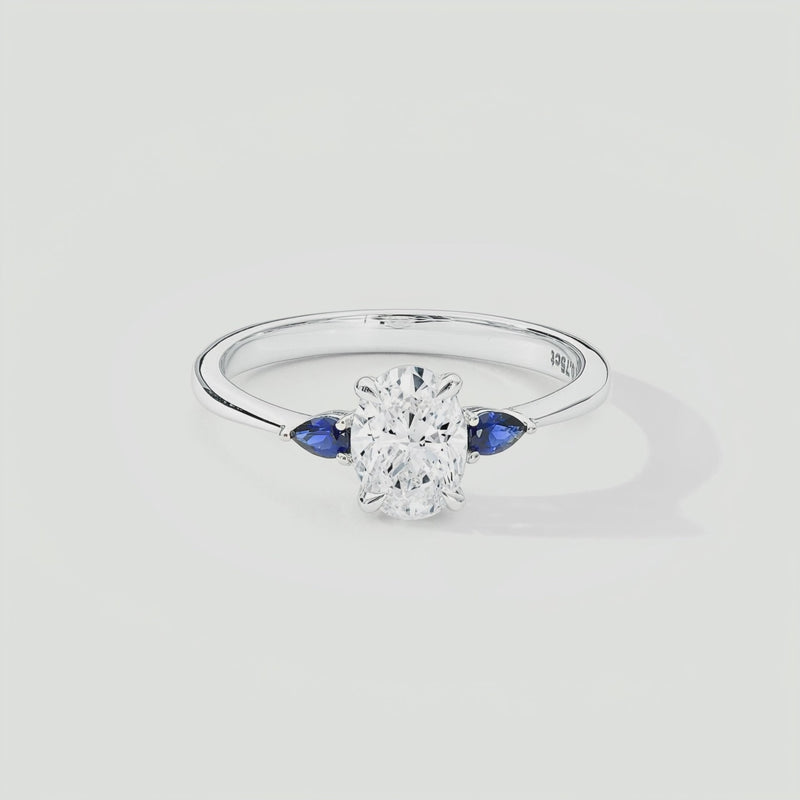 Video for Rebecca | 9ct White Gold 0.75ct tw Oval Lab Grown Diamond and Created Sapphire Ring