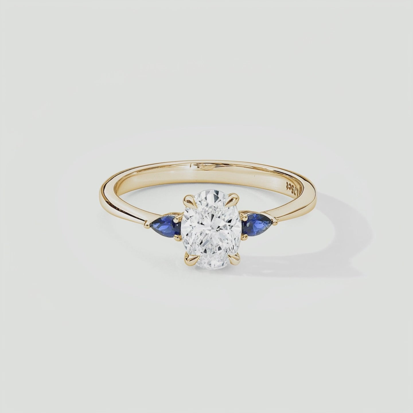 Video for Rebecca | 9ct Yellow Gold 0.75ct tw Oval Lab Grown Diamond and Created Sapphire Ring