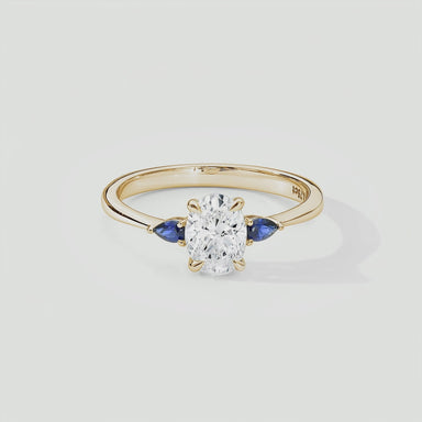 Video for Rebecca | 9ct Yellow Gold 0.75ct tw Oval Lab Grown Diamond and Created Sapphire Ring