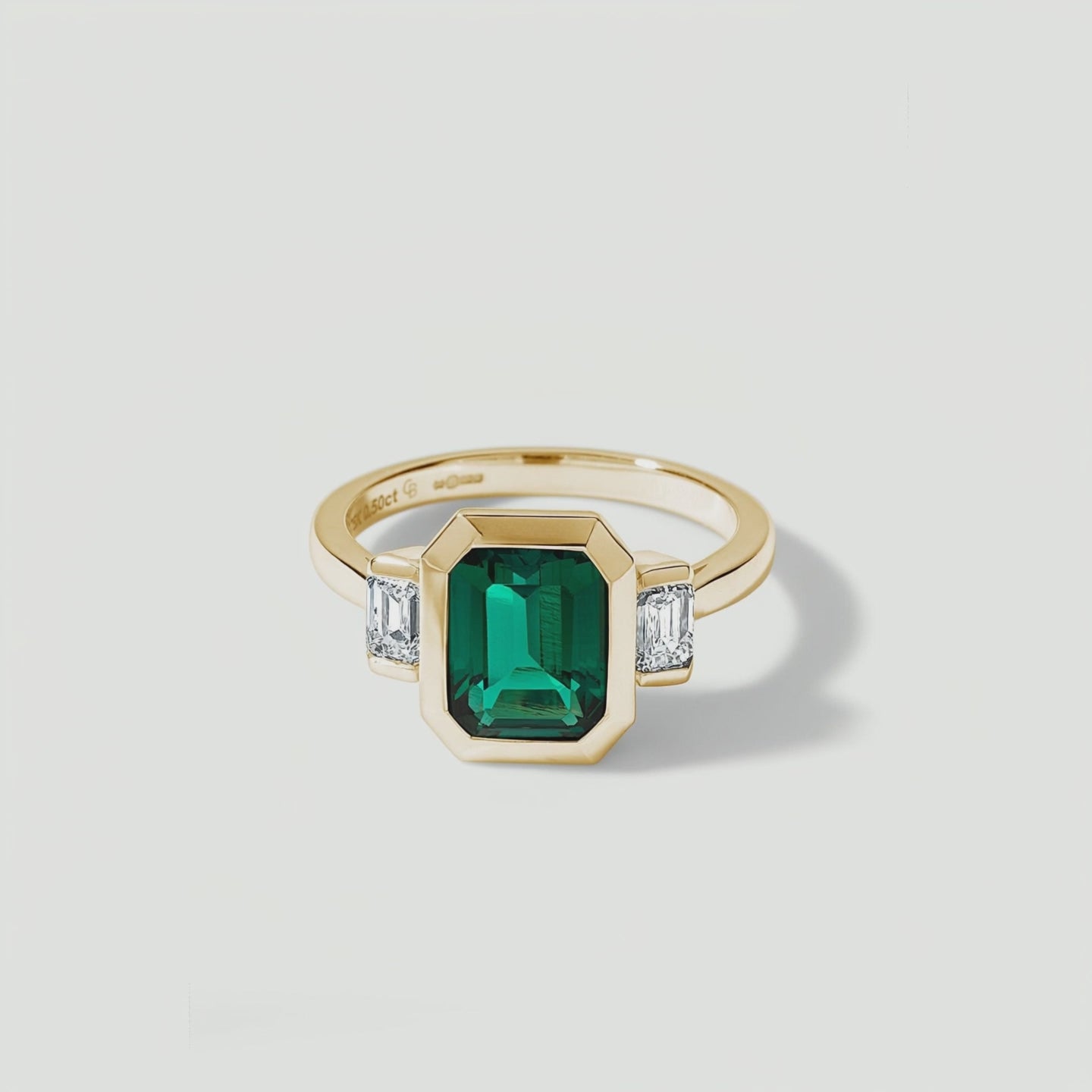 Video for Astrid | 9ct Yellow Gold Created Emerald and 0.50ct tw. Lab Grown Diamond Trilogy