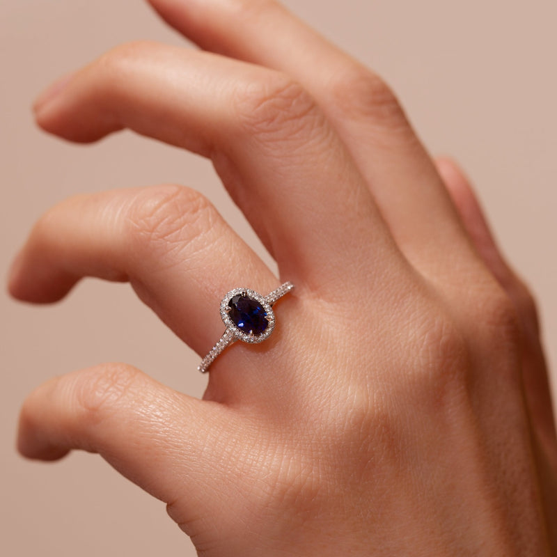 Rosalind | 9ct White Gold 0.20ct tw Lab Grown Diamond and Created Sapphire Ring