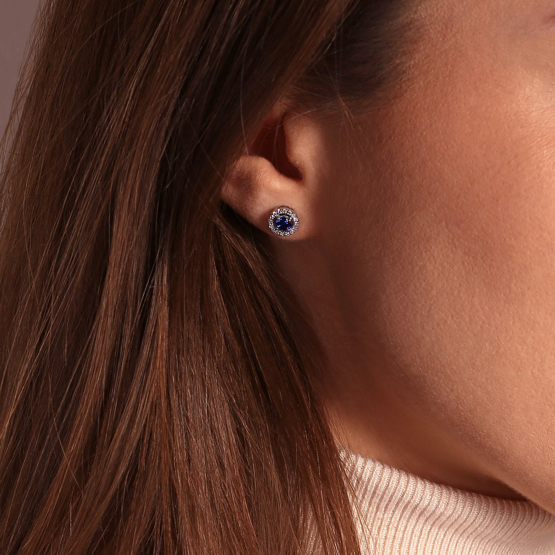 Orla | 9ct White Gold Lab Grown Diamond and Created Sapphire Earrings