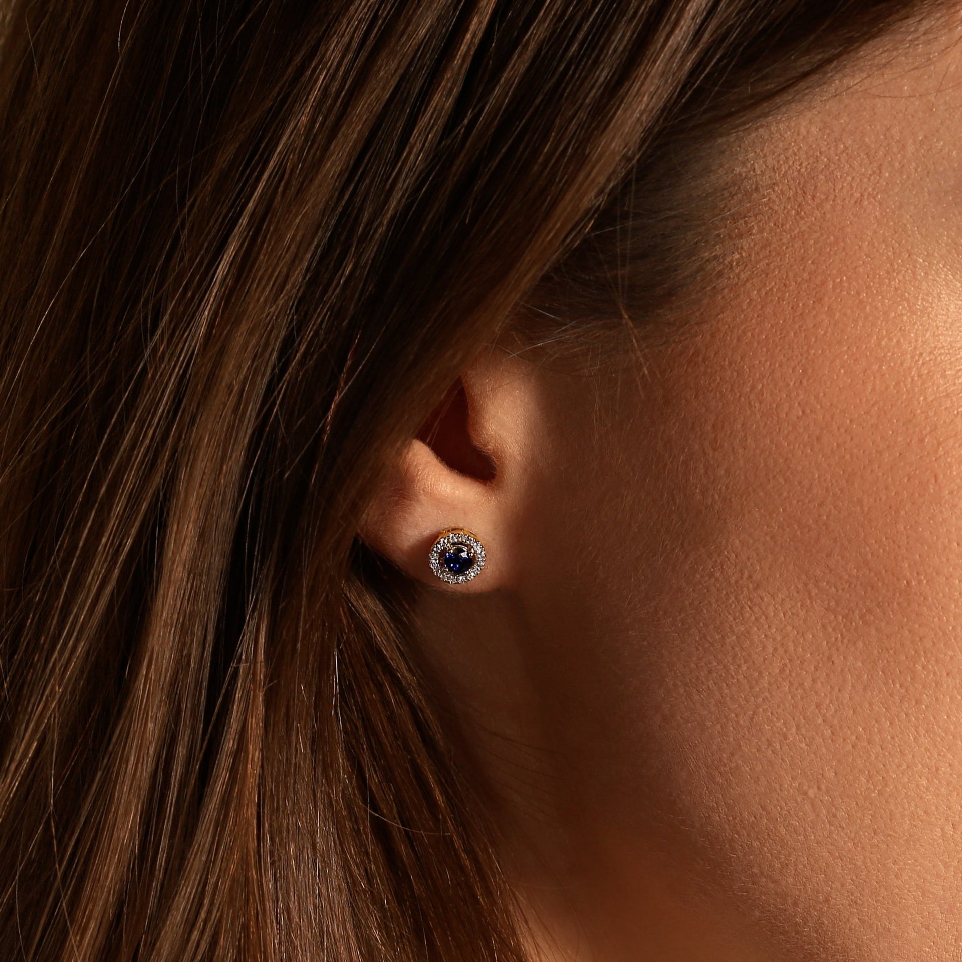Orla | 9ct Yellow Gold Lab Grown Diamond and Created Sapphire Earrings