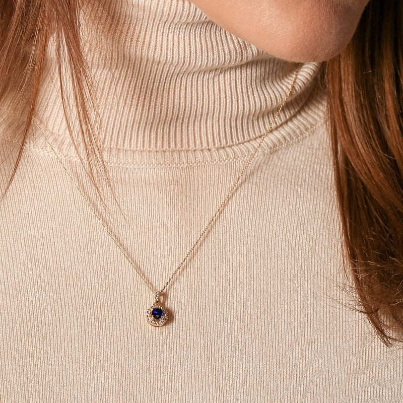 Ana | 9ct Yellow Gold Lab Grown Diamond and Created Sapphire Necklace