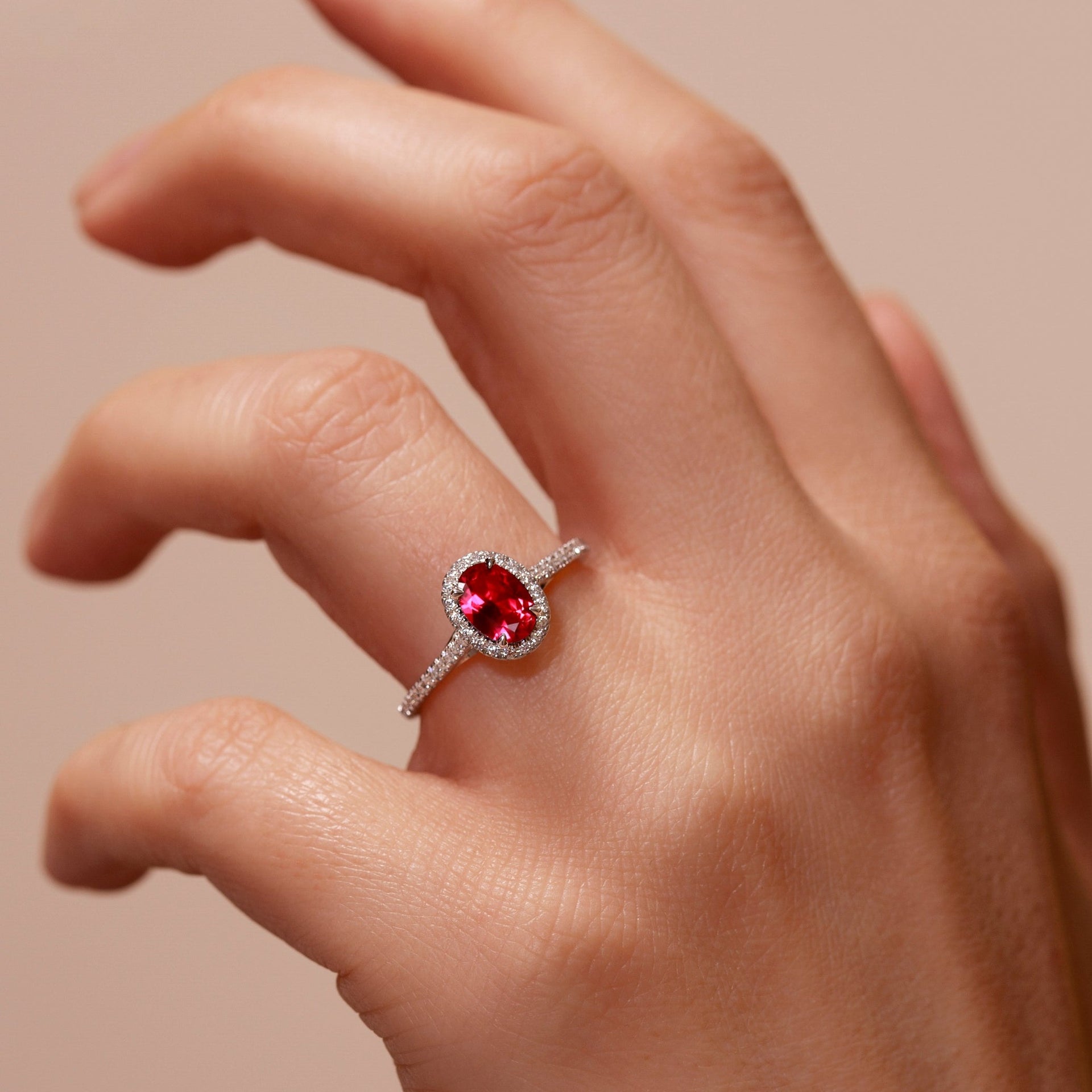 Rosalind | 9ct White Gold 0.20ct tw Lab Grown Ruby and Diamond Ring