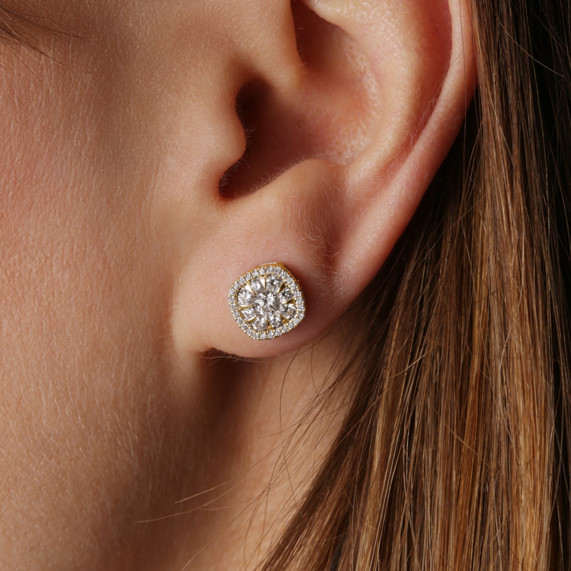 Doris | 9ct Yellow Gold 0.89ct tw Lab Grown Diamond Cluster Stud Earrings