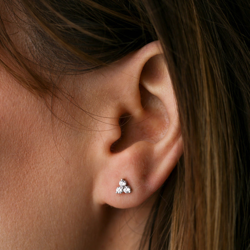 Nina | 9ct White Gold 0.35ct tw Lab Grown Diamond Three Stone Stud Earrings